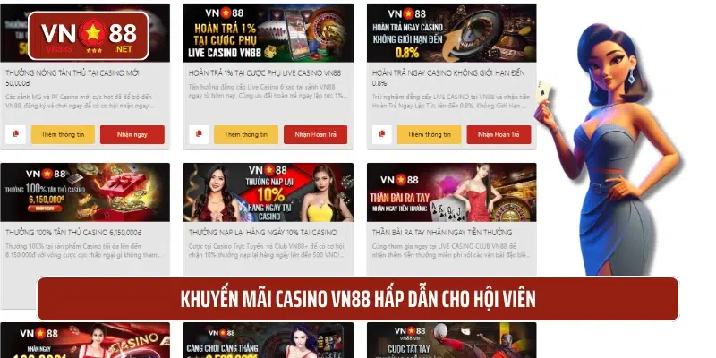 Khuyến mãi casino VN88 hấp dẫn cho hội viên 